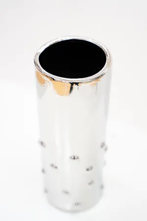 12"  Titanium Silver Vase