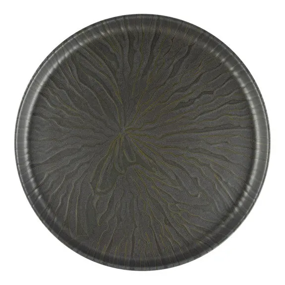 Assiette ronde en céramique Uno Marquina Gris