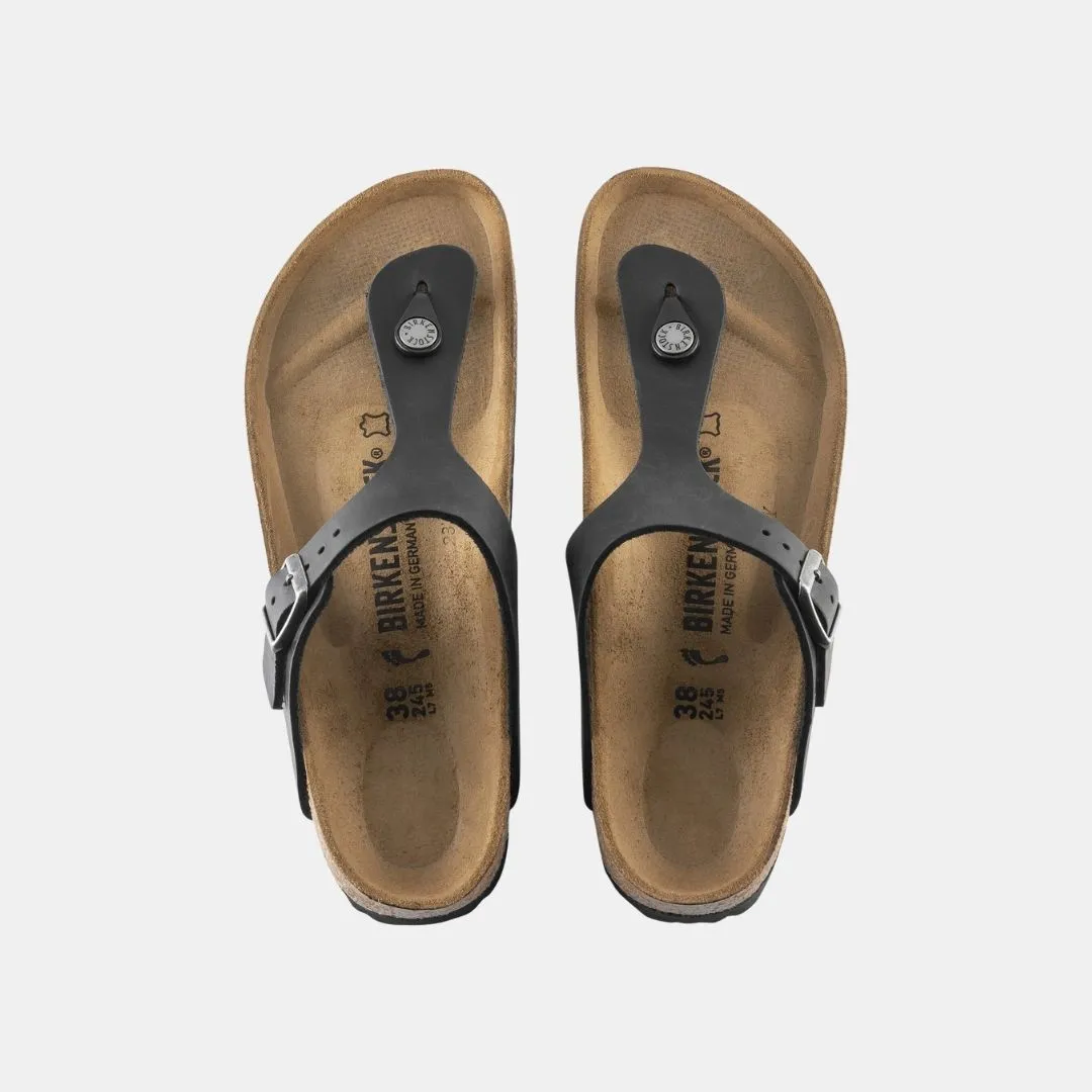 Birkenstock Gizeh Oiled Leather Birko Flor Unisex Black