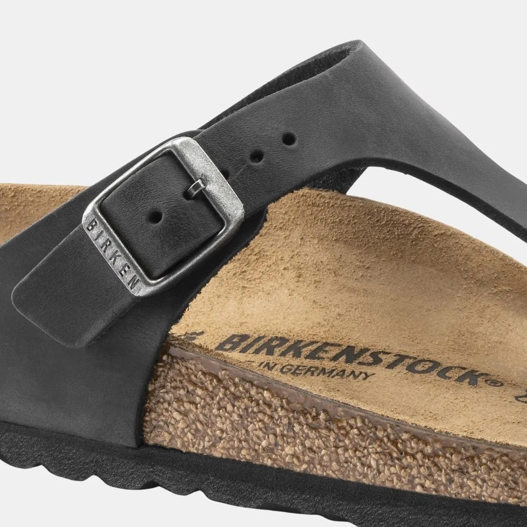Birkenstock Gizeh Oiled Leather Birko Flor Unisex Black
