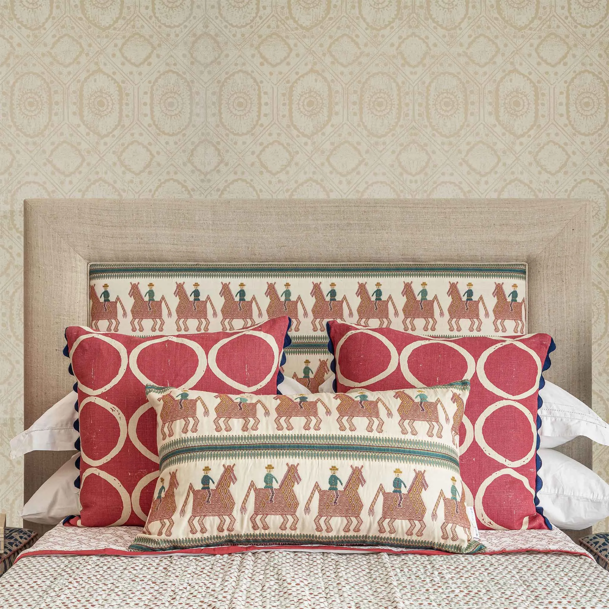 Caballo Red Blue Oversized Oblong Cushion
