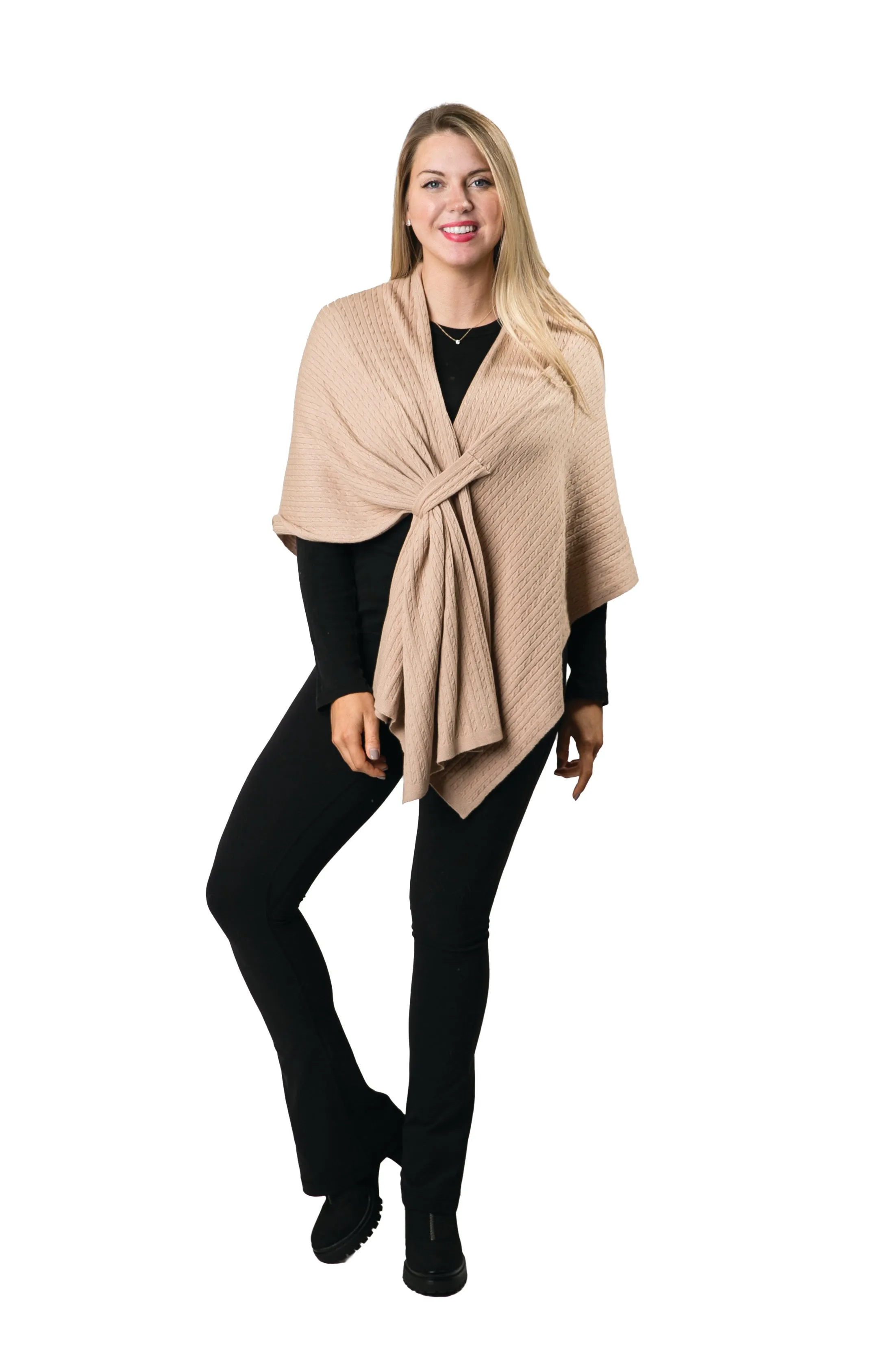 Cable Knit Keyhole Wrap