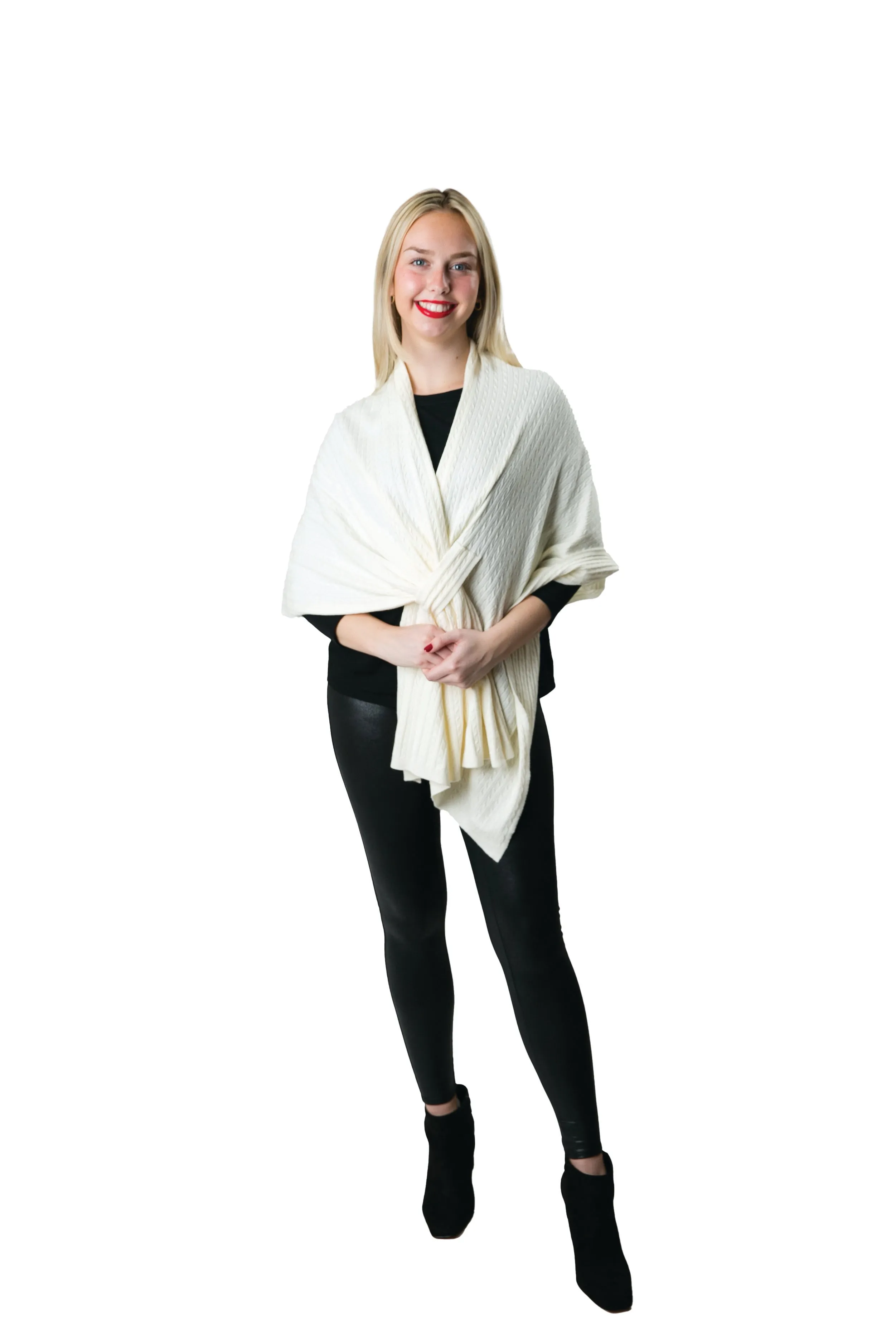 Cable Knit Keyhole Wrap