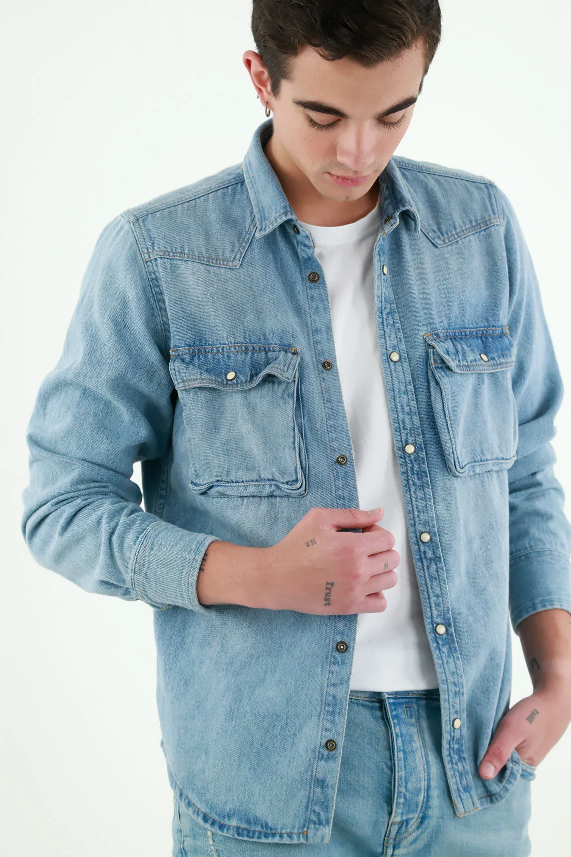 Mens Premium Indigo Blue Dress Shirt