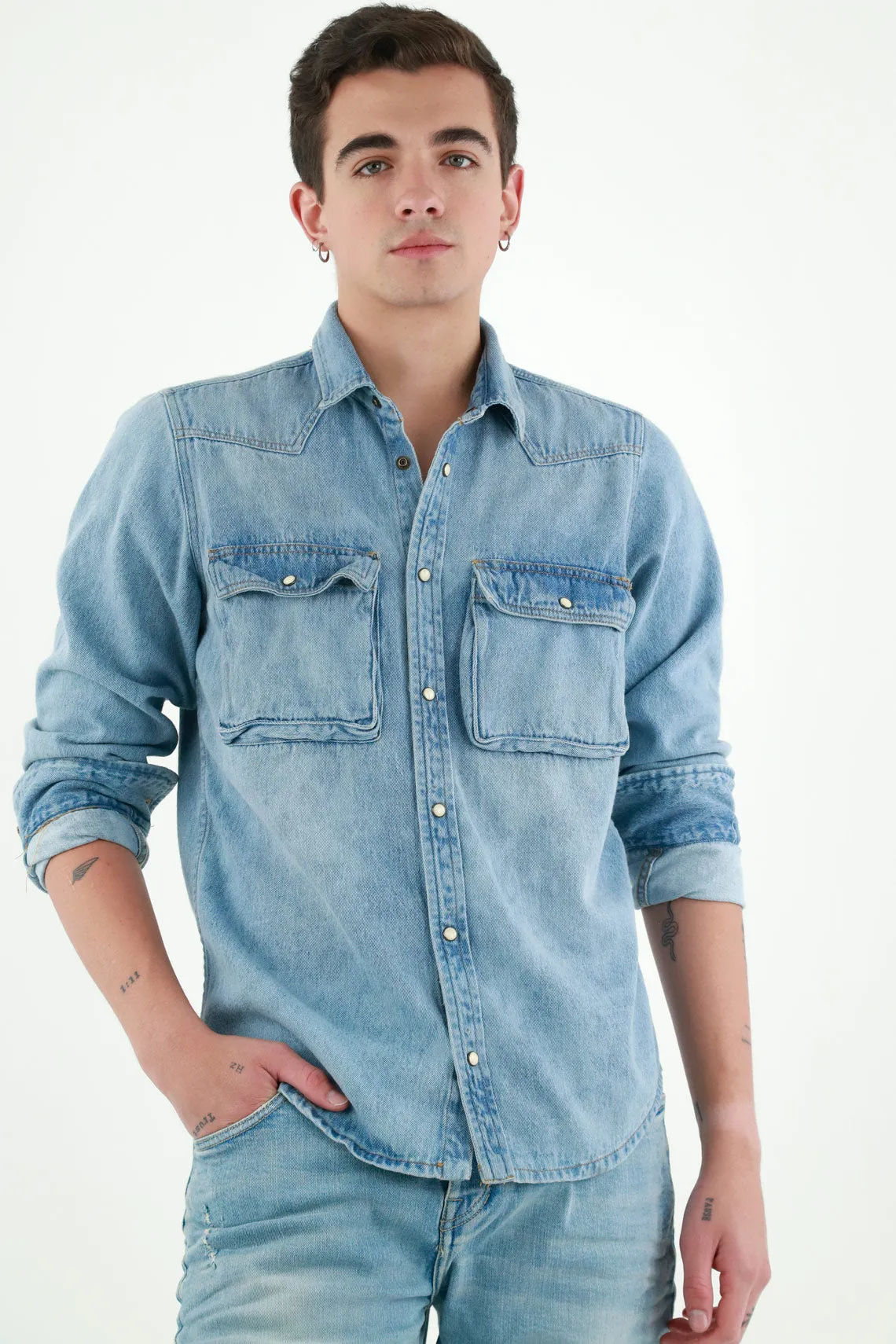 Mens Premium Indigo Blue Dress Shirt