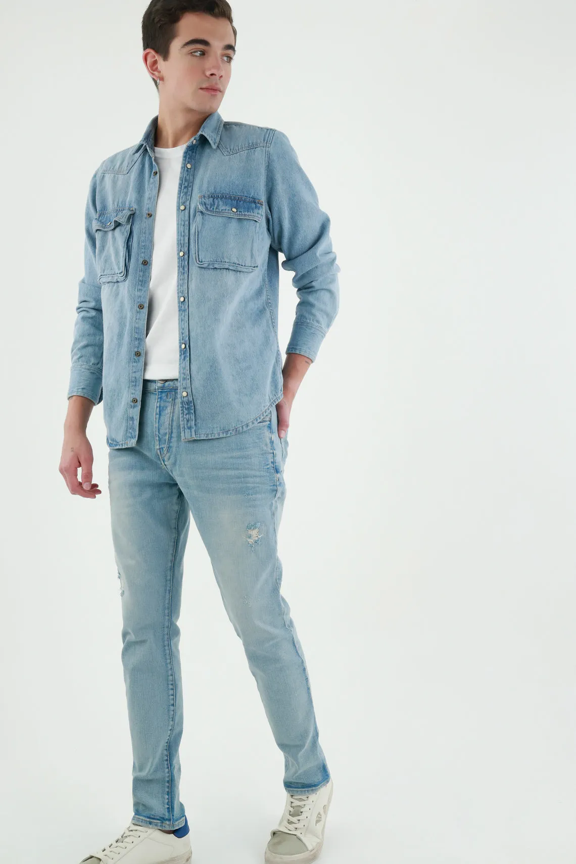 Mens Premium Indigo Blue Dress Shirt