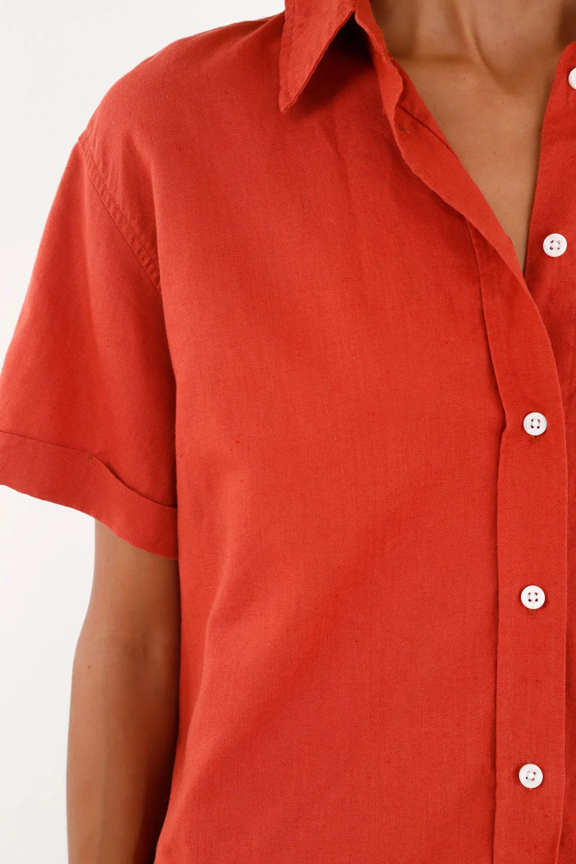 Camisa naranja manga corta para mujer