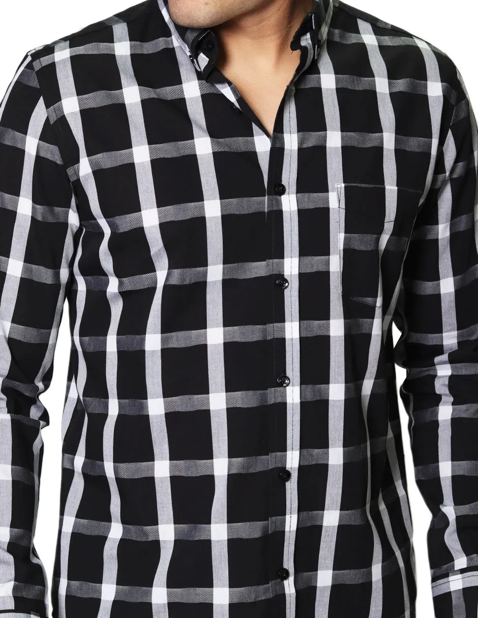 Camisas Hombre Casuales De Manga Larga Con Estampado De Cuadros Regular Fit B35207 5