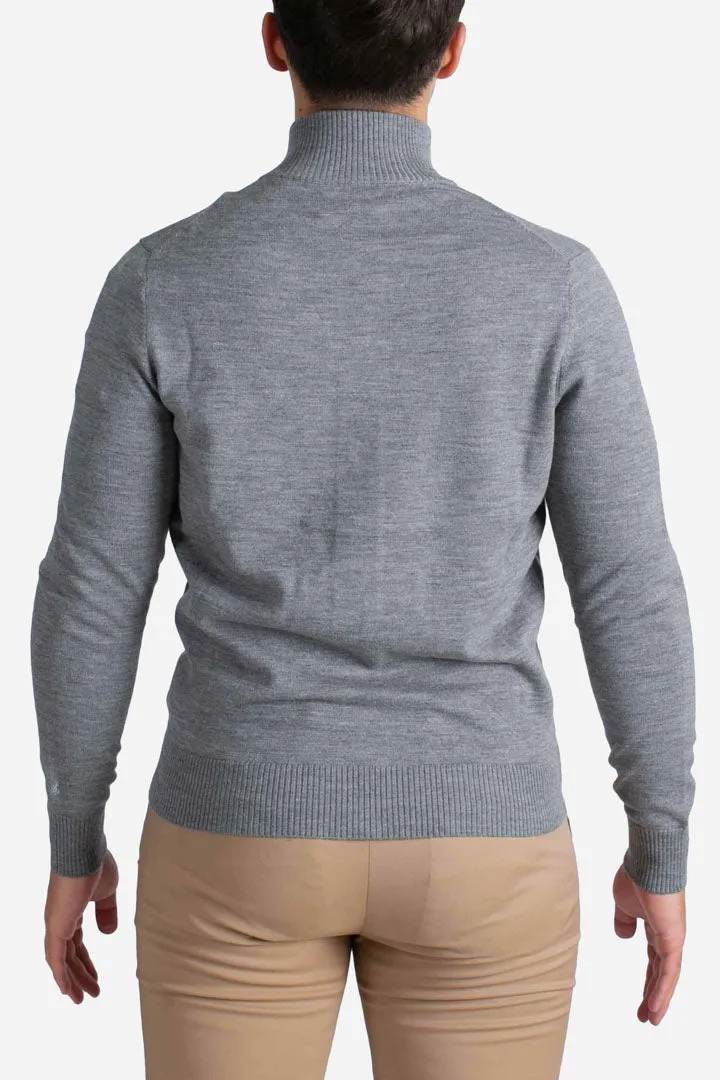 Cardigan da uomo grey melange Savile in lana merino