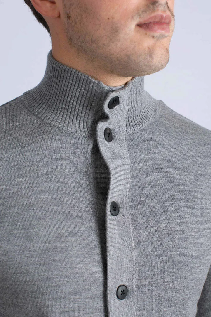 Cardigan da uomo grey melange Savile in lana merino