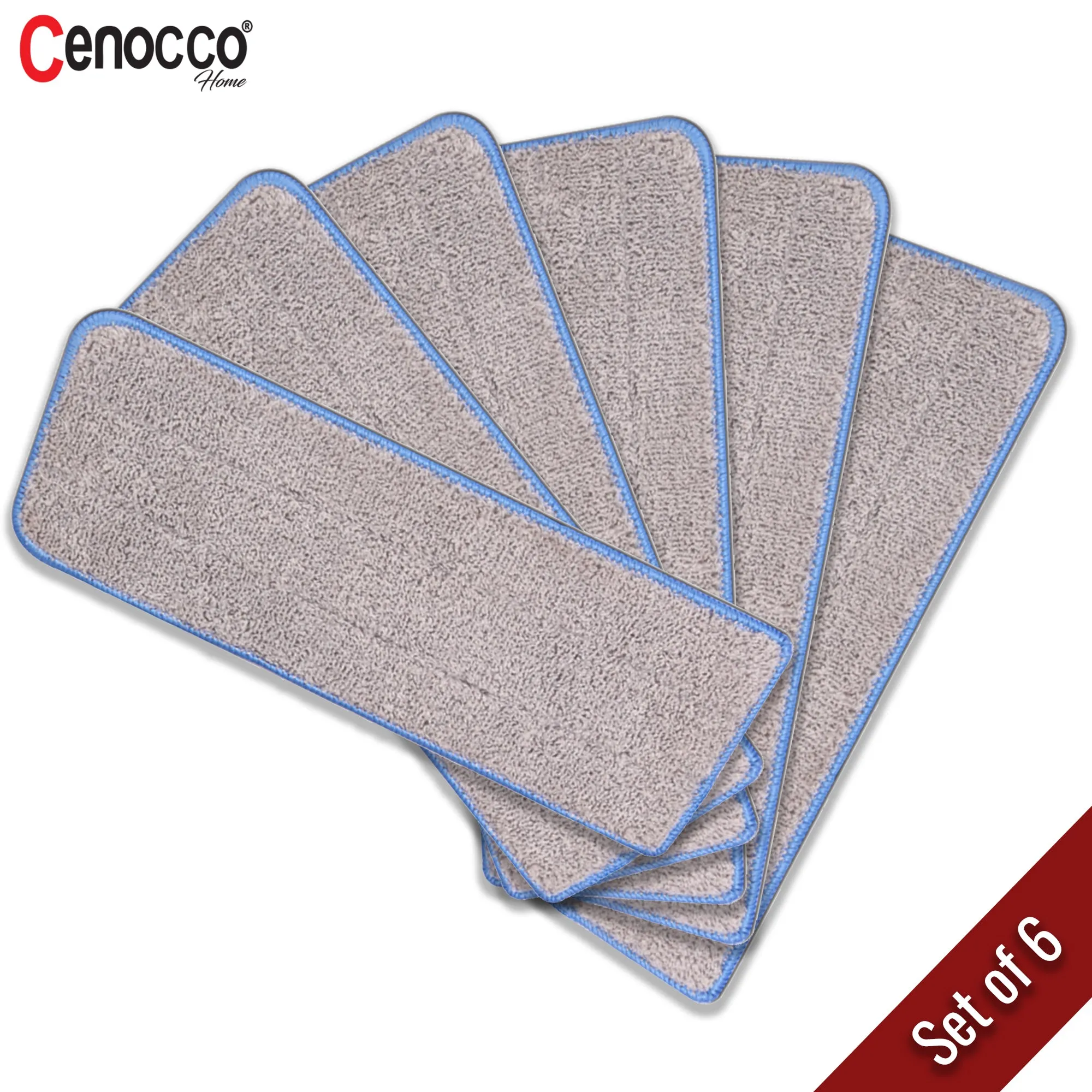 Cenocco CC-MOPM6: Juego de 6 Almohadillas de Repuesto para Fregona de Microfibra Lavables