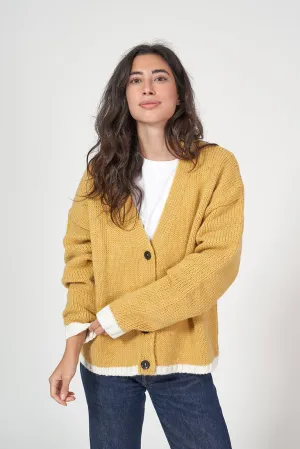 Chaqueta de punto oversize puños a contraste