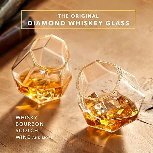 Dragon Glassware Diamond Whiskey Glasses, 10-Ounce, Set of 2