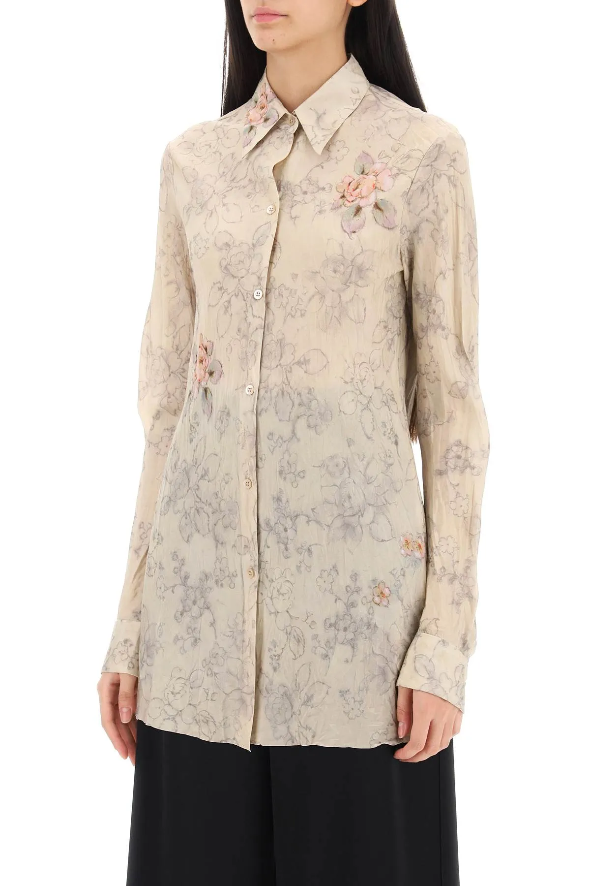 Dries Van Noten Calim Floral Silk Shirt (Size - 40)