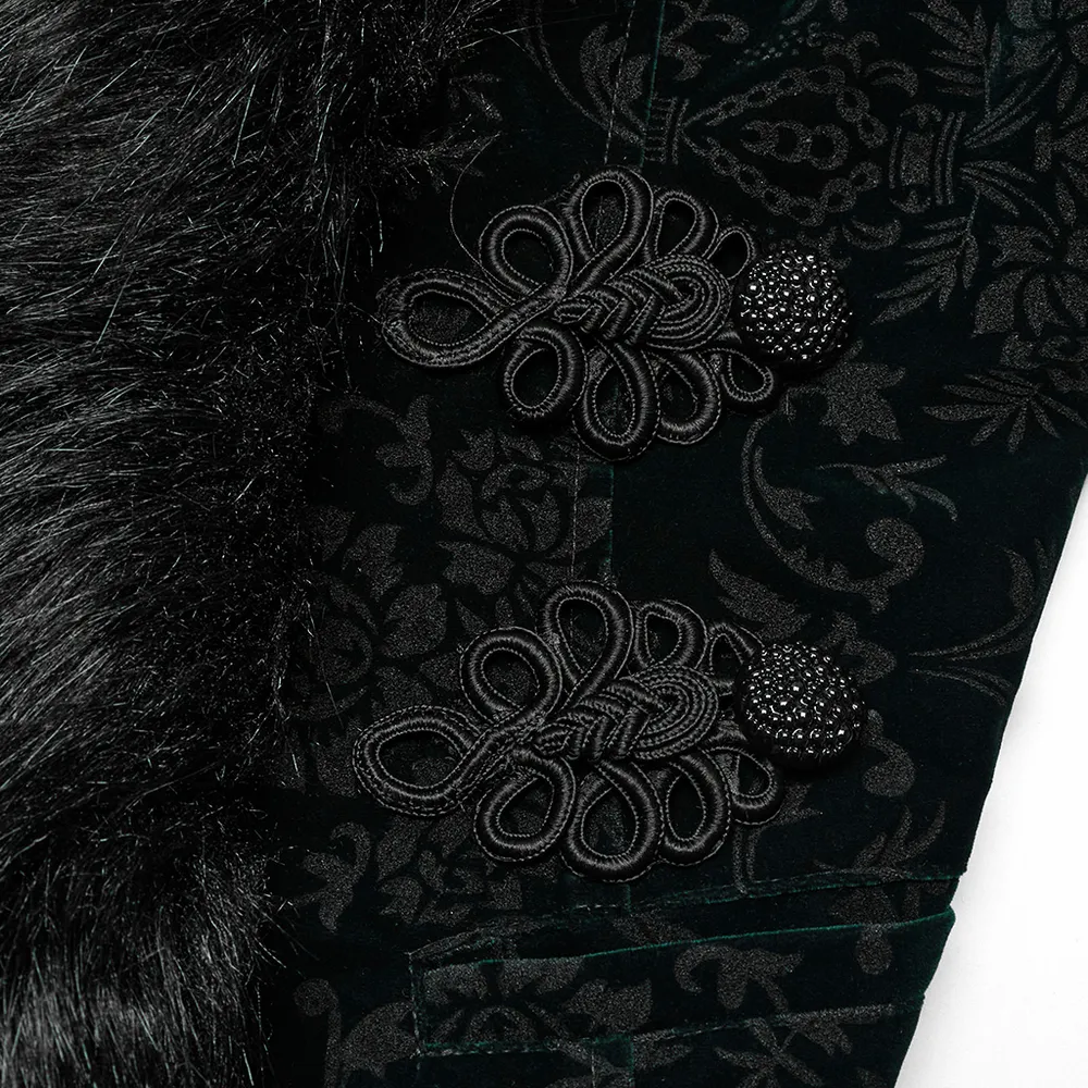 Embossed Velvet Goth Short Jacket with Wool Trim