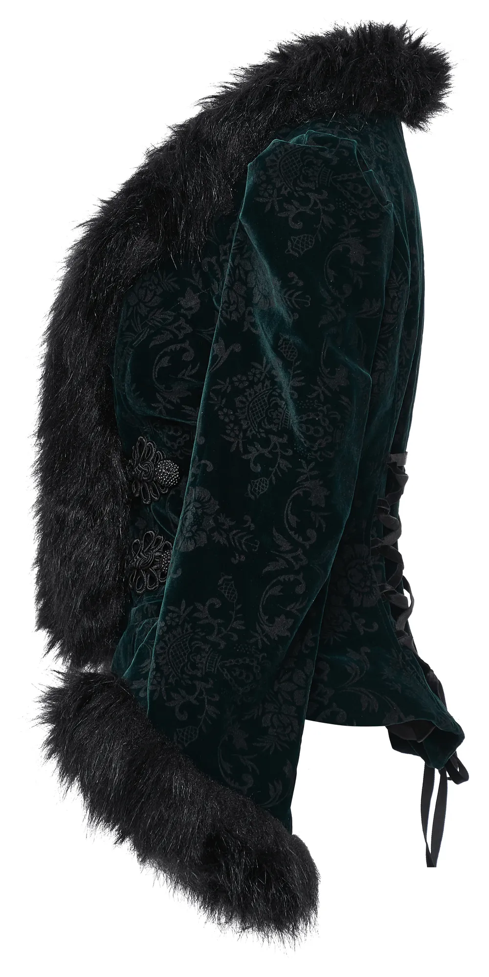 Embossed Velvet Goth Short Jacket with Wool Trim