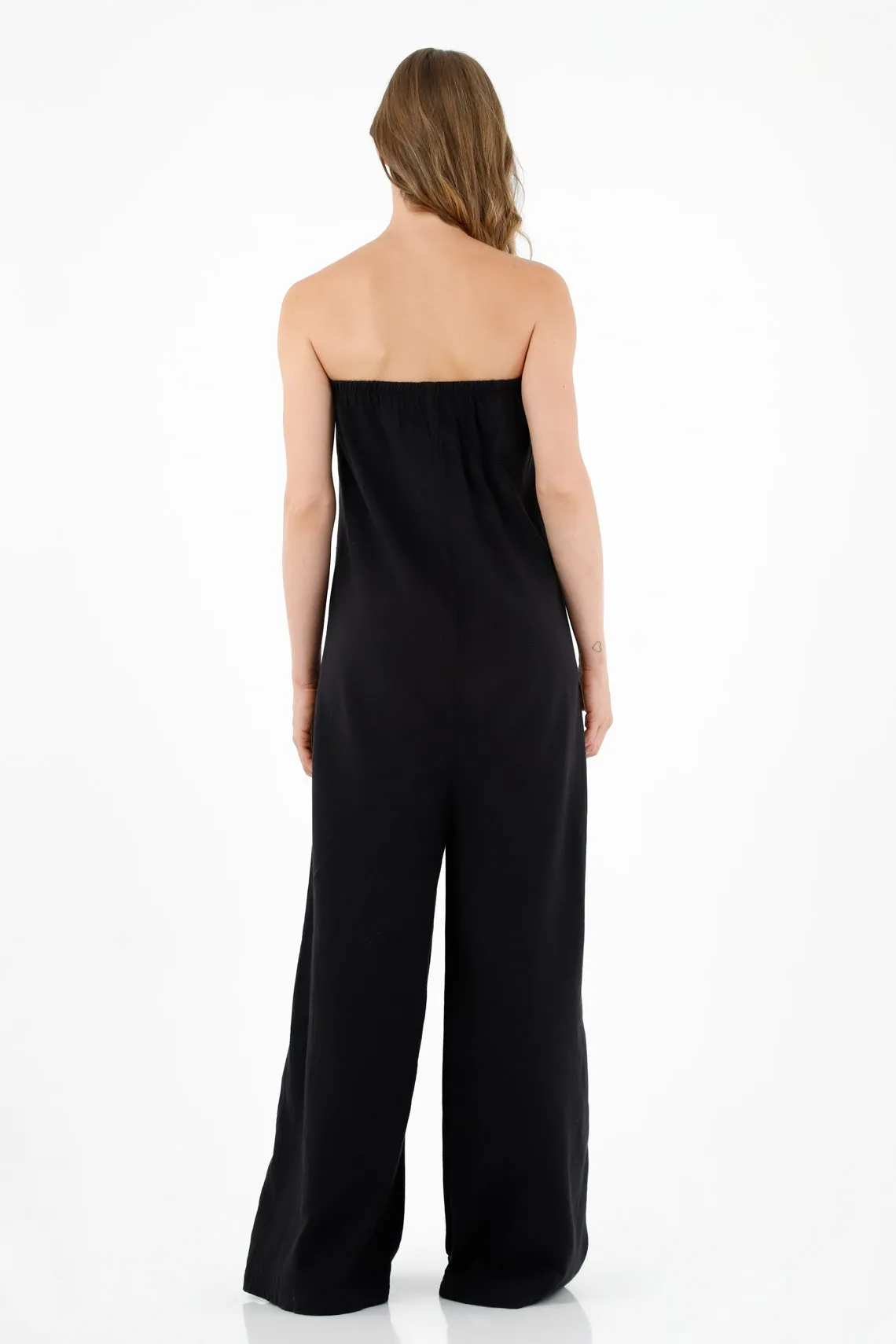 Enterizo strapless negro para mujer