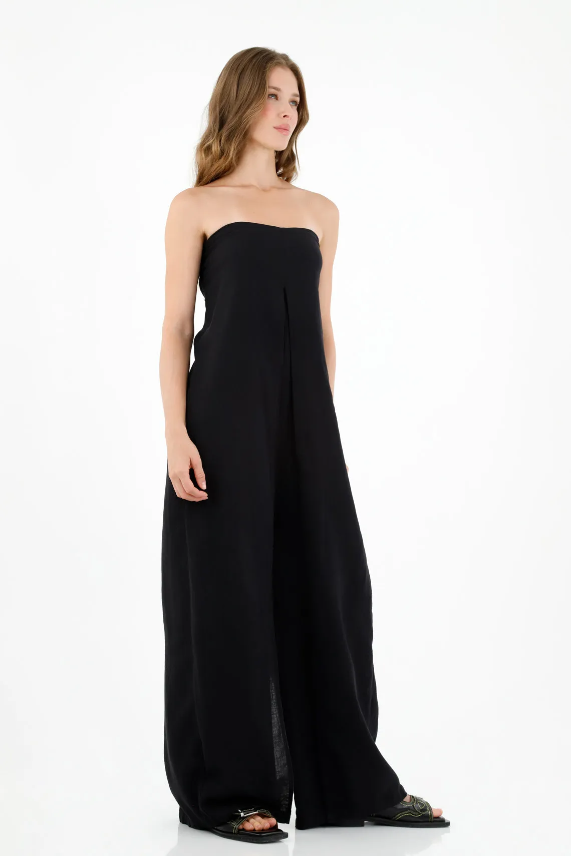 Enterizo strapless negro para mujer