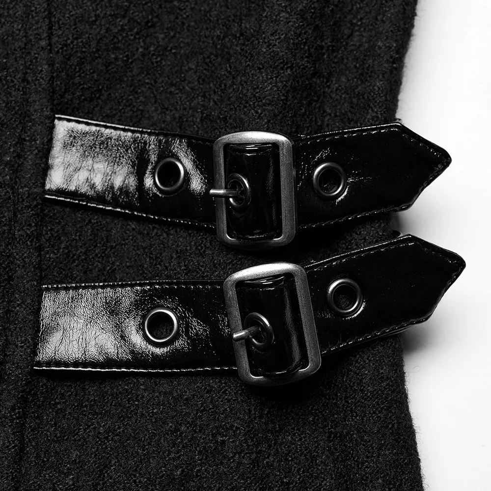 Faux Leather Wool Blend Gothic Coat