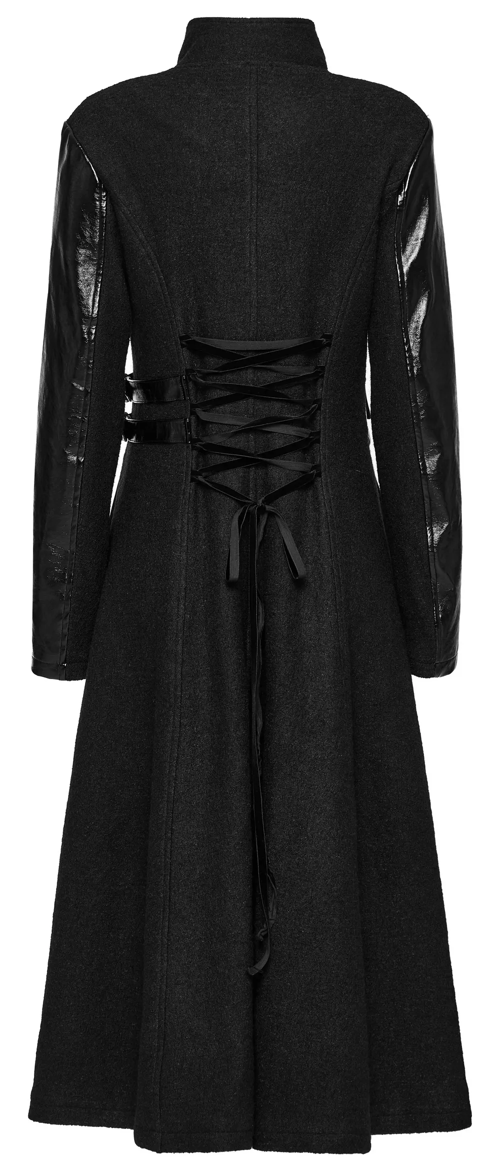 Faux Leather Wool Blend Gothic Coat