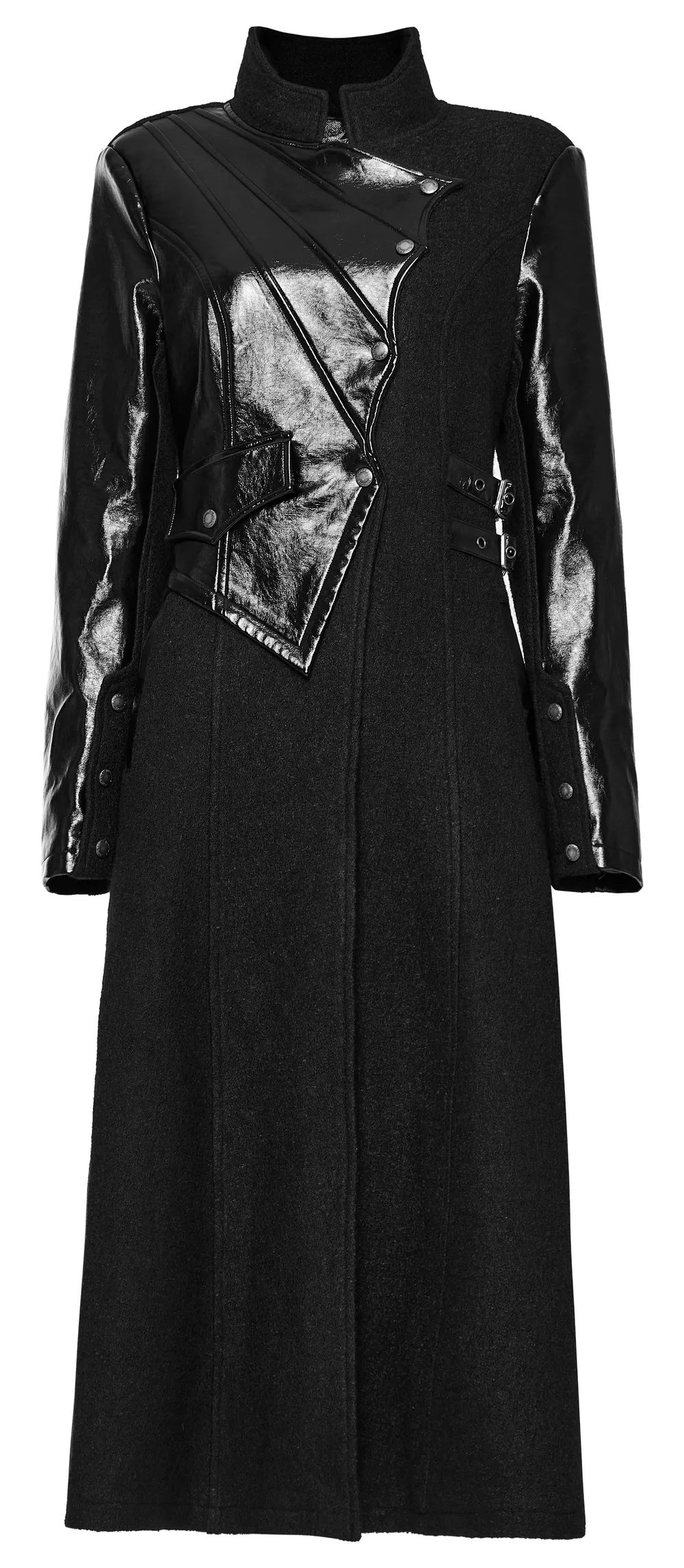 Faux Leather Wool Blend Gothic Coat