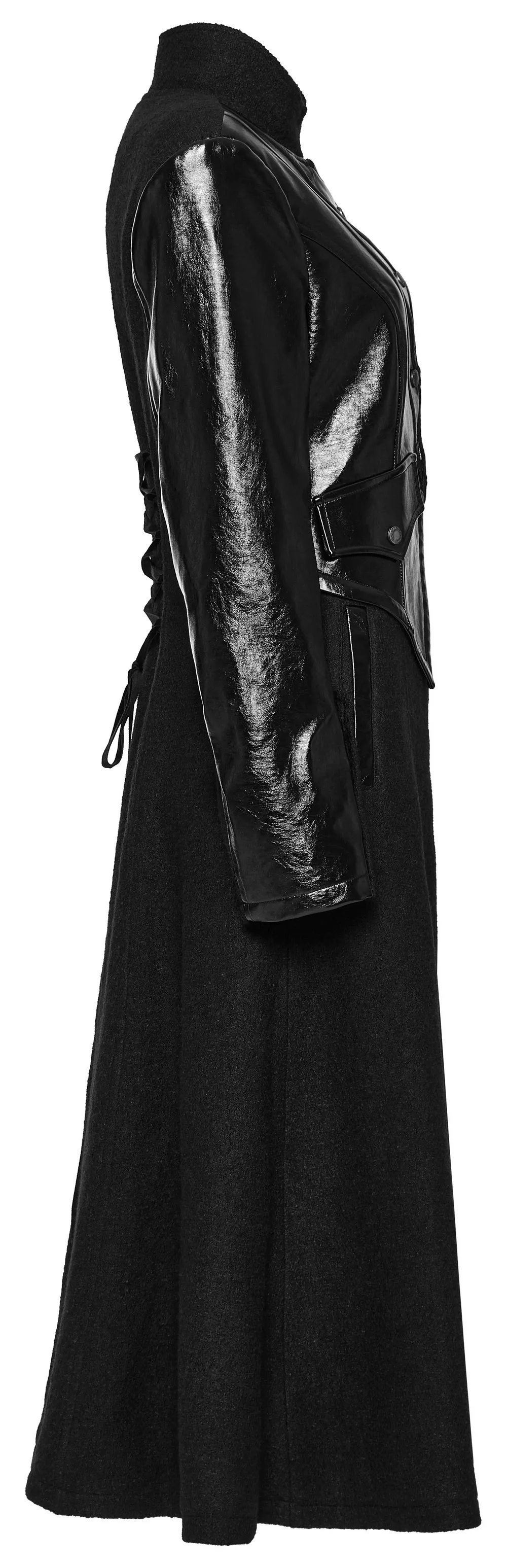 Faux Leather Wool Blend Gothic Coat