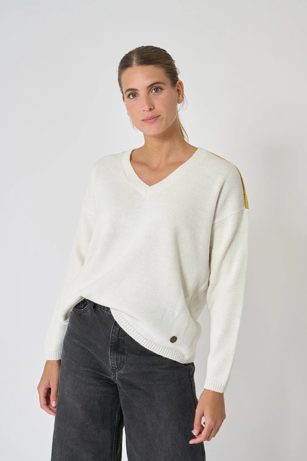 Jersey de punto oversized cuello pico