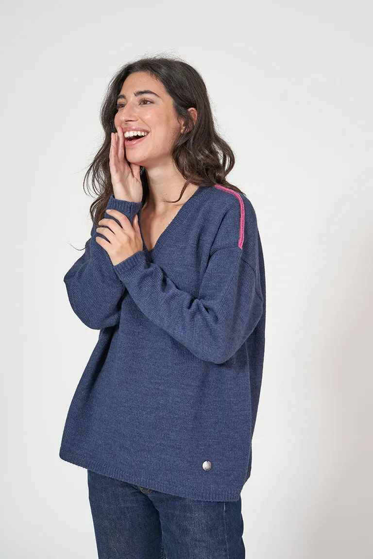 Jersey de punto oversized cuello pico