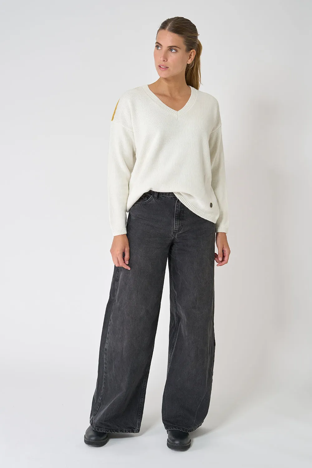 Jersey de punto oversized cuello pico