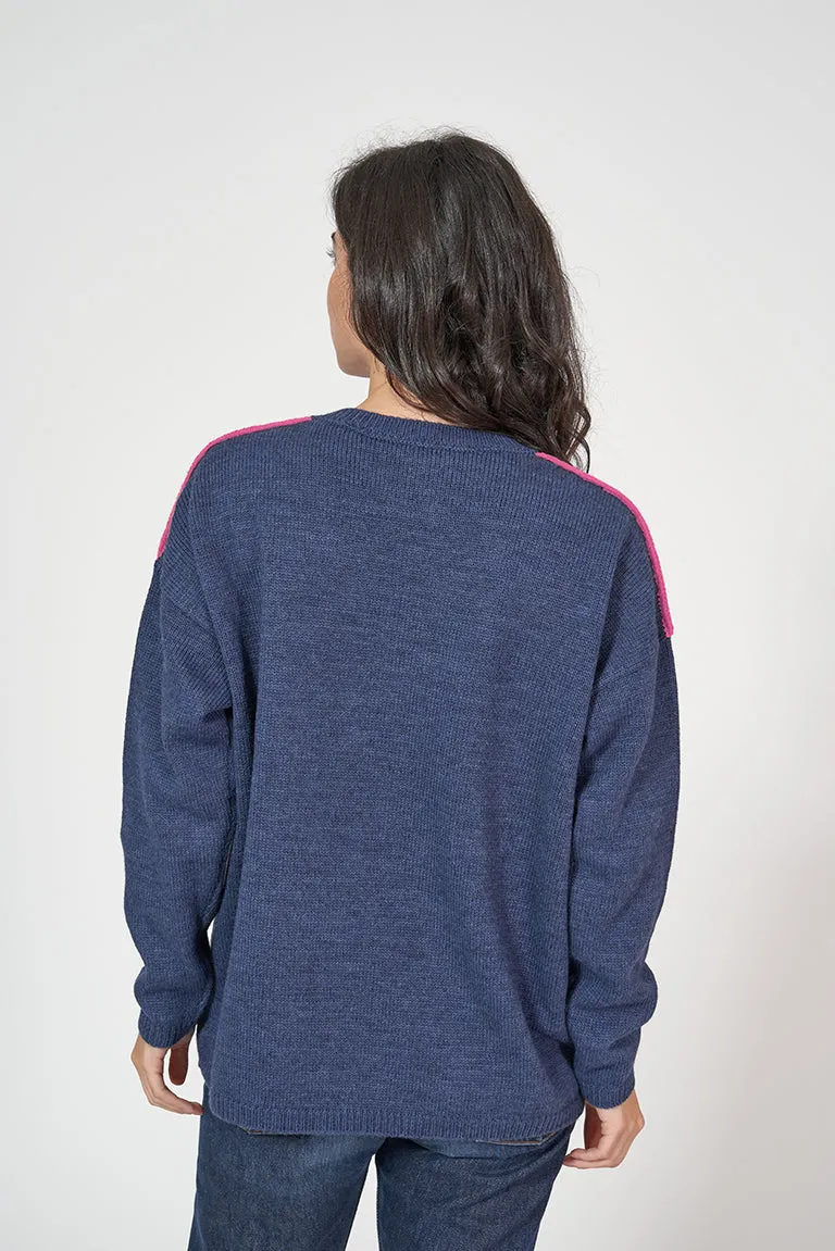 Jersey de punto oversized cuello pico
