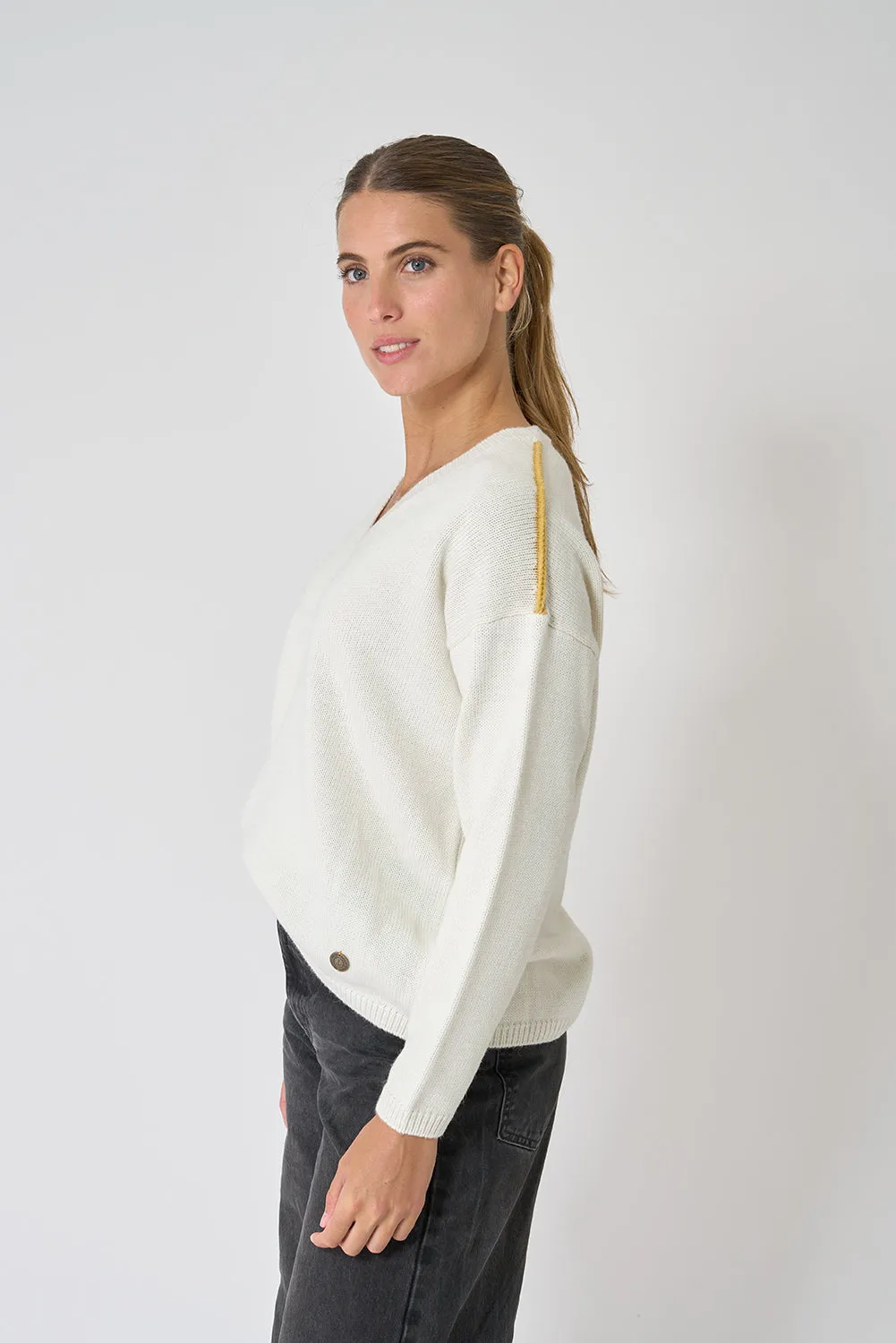 Jersey de punto oversized cuello pico
