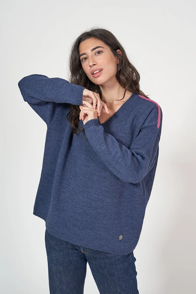 Jersey de punto oversized cuello pico