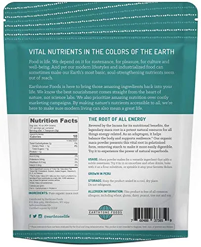 Maca Powder Organic | Premium Peruvian USDA & Paleo Certified Vegan Root - Natural Energy - Gelatinized for Enhanced Digestibility, 16 Ounces