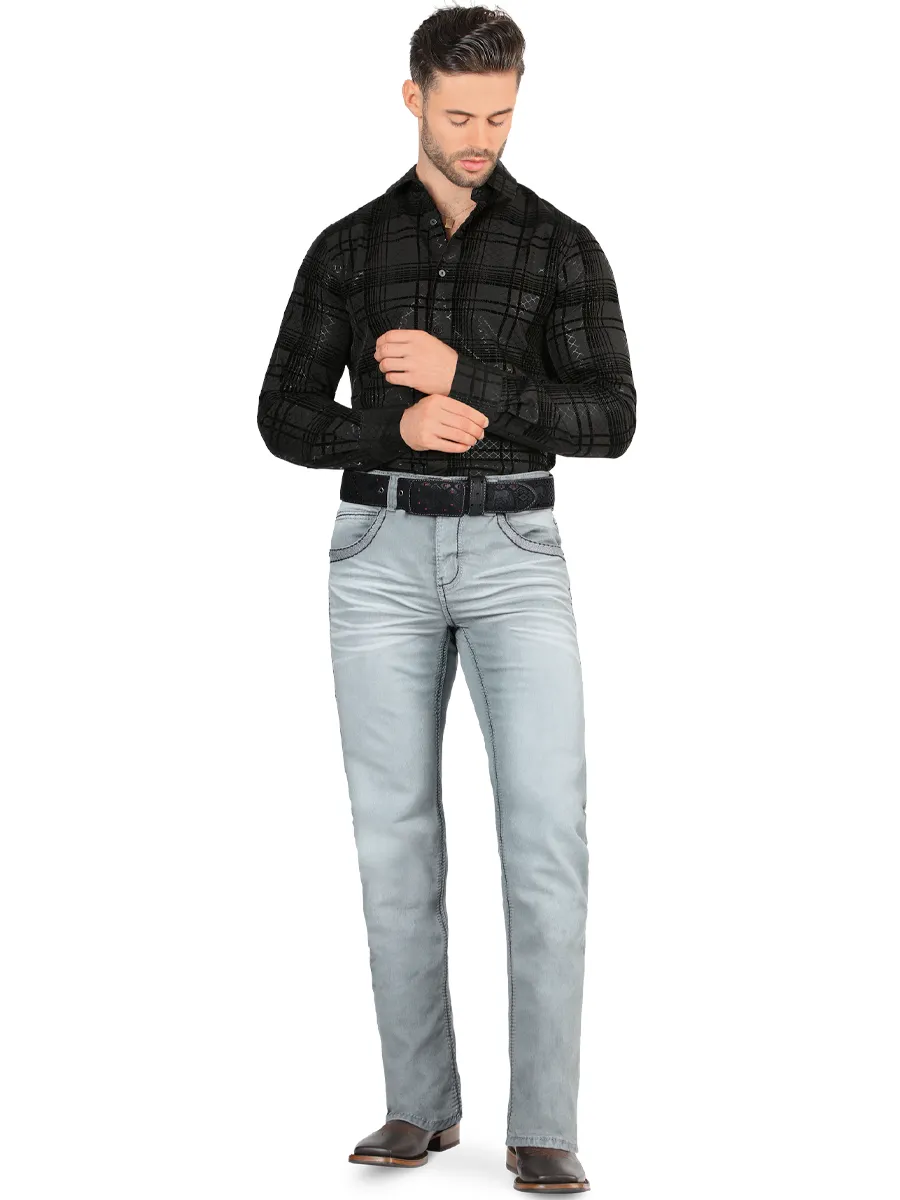 Pantalón para Hombre de Mezclilla Vaquero LAMASINI (Heavy Denim) LM1868