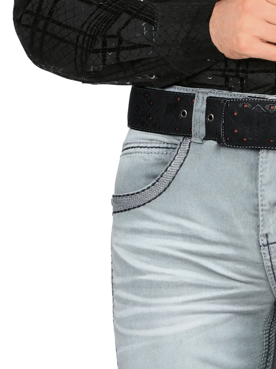 Pantalón para Hombre de Mezclilla Vaquero LAMASINI (Heavy Denim) LM1868