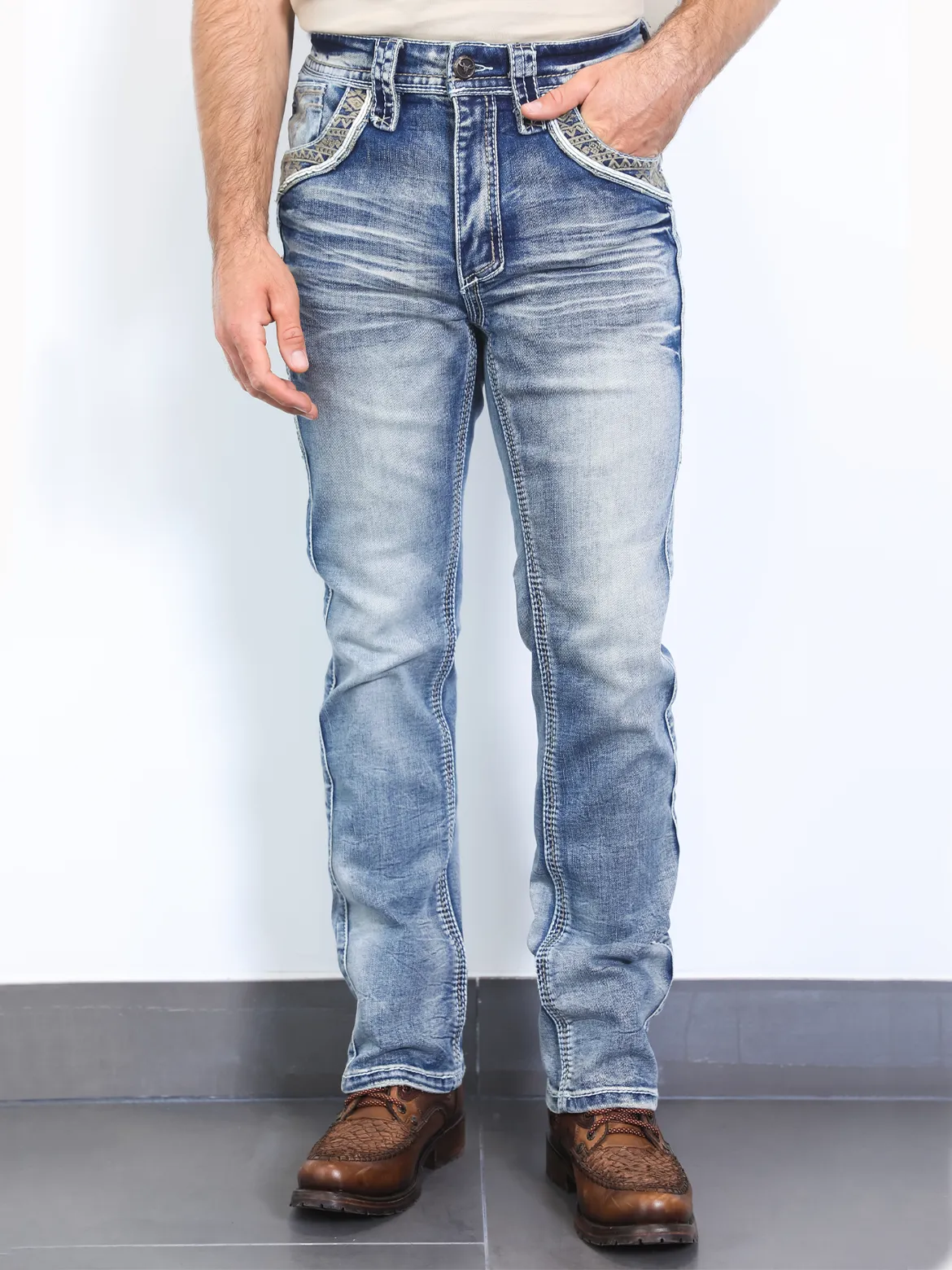 Pantalón para Hombre de Mezclilla Vaquero PLATINI (Heavy Denim) PL10261