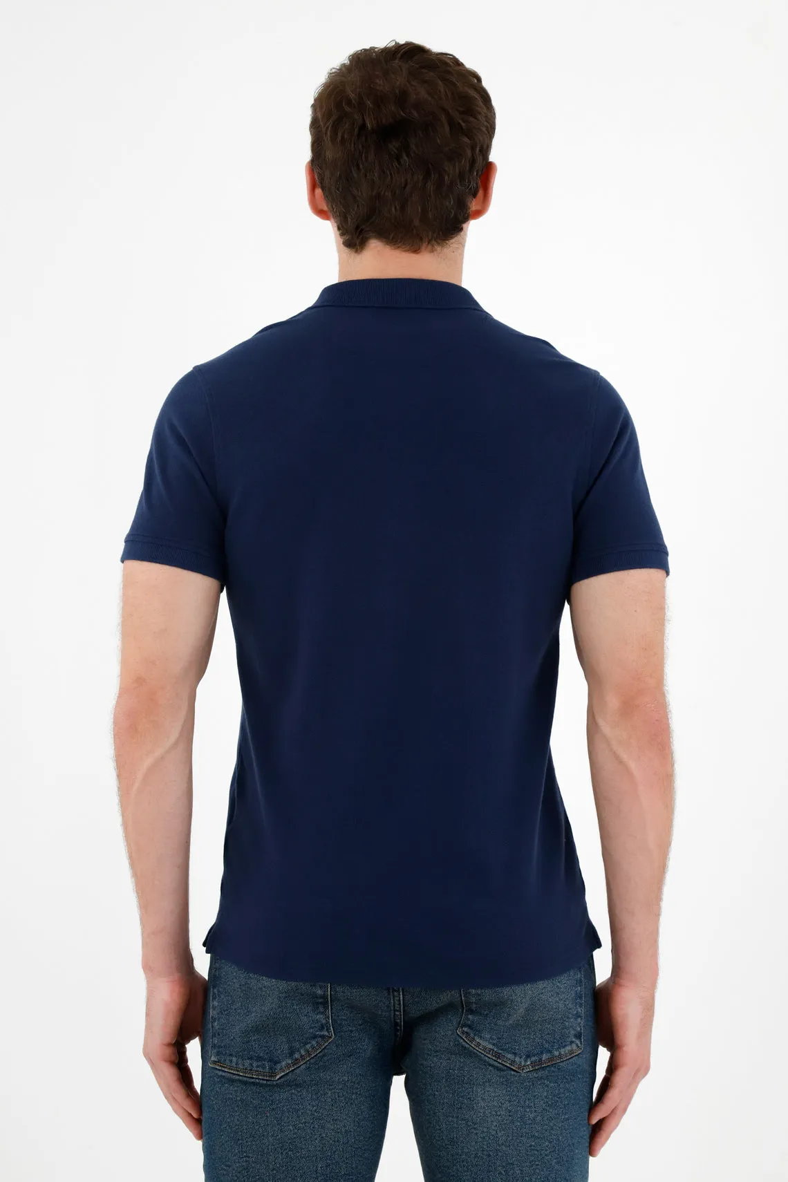 Polo azul raqueta malla para hombre