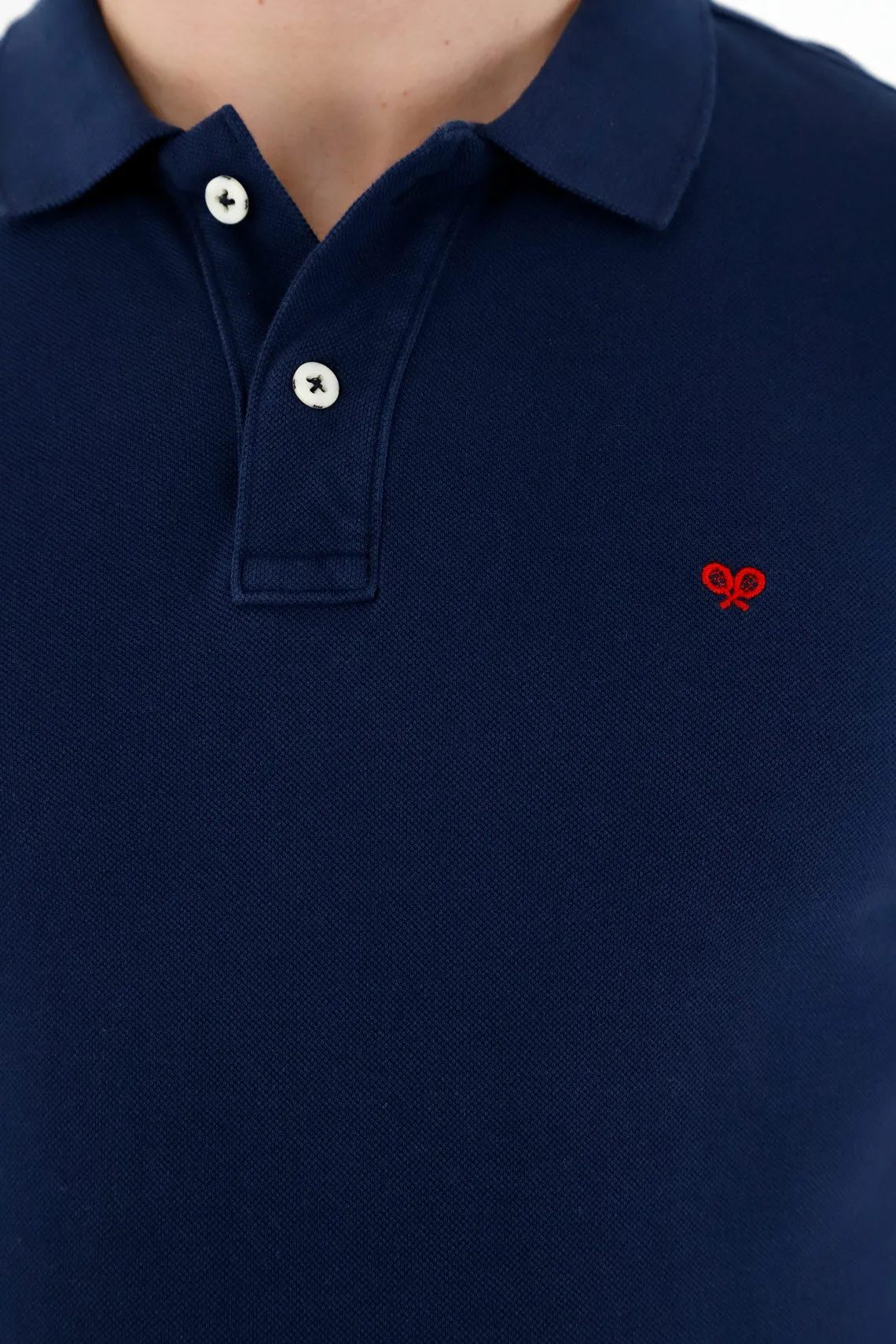 Polo azul raqueta malla para hombre