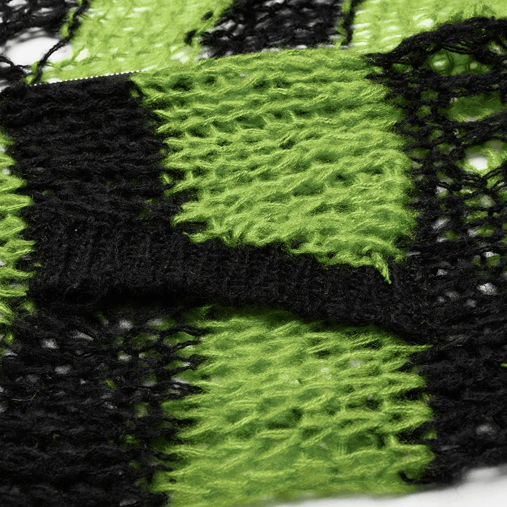 Punk Rave Shredded Green and Black Striped Cardigan