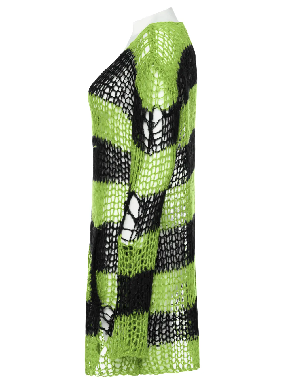 Punk Rave Shredded Green and Black Striped Cardigan