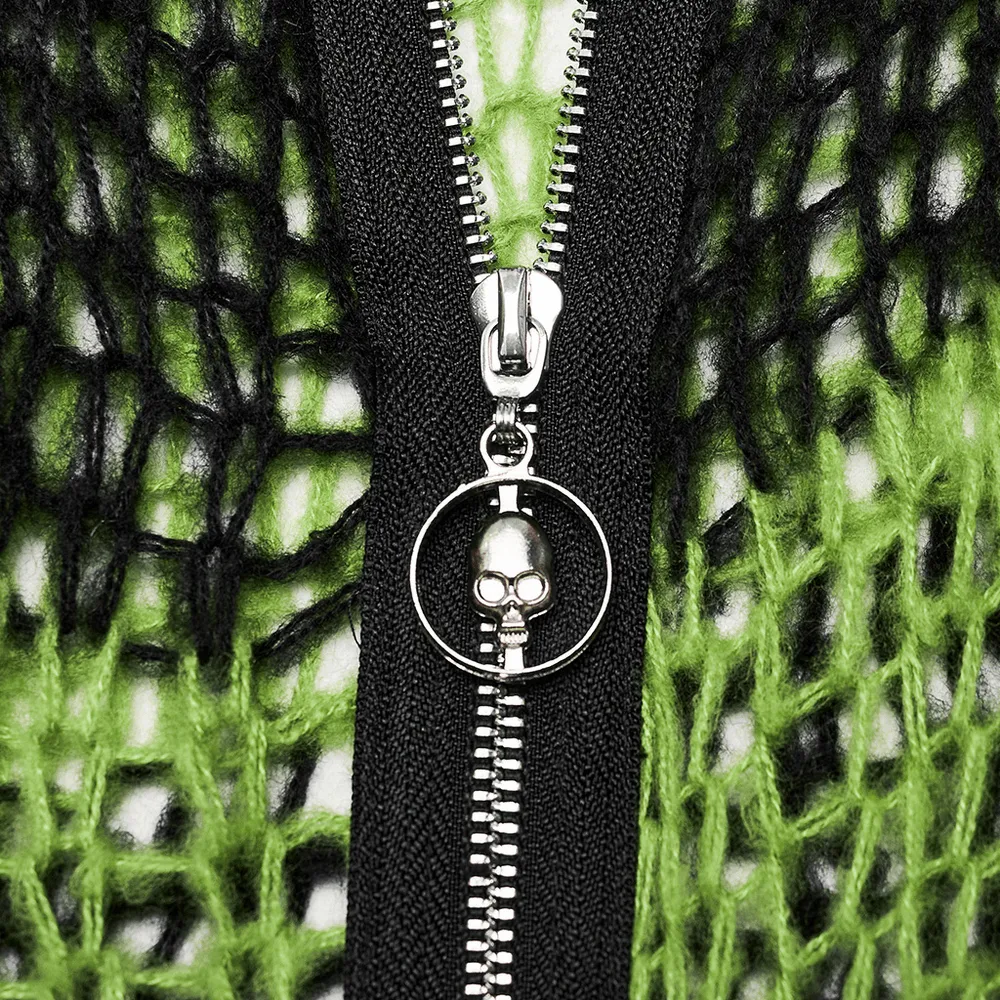 Punk Rave Shredded Green and Black Striped Cardigan