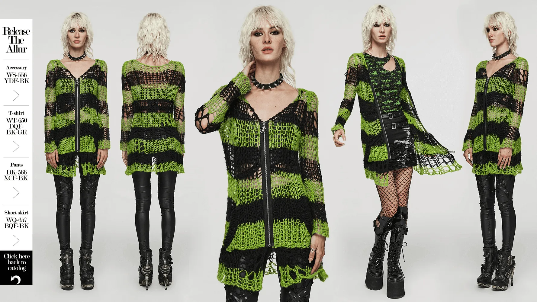 Punk Rave Shredded Green and Black Striped Cardigan