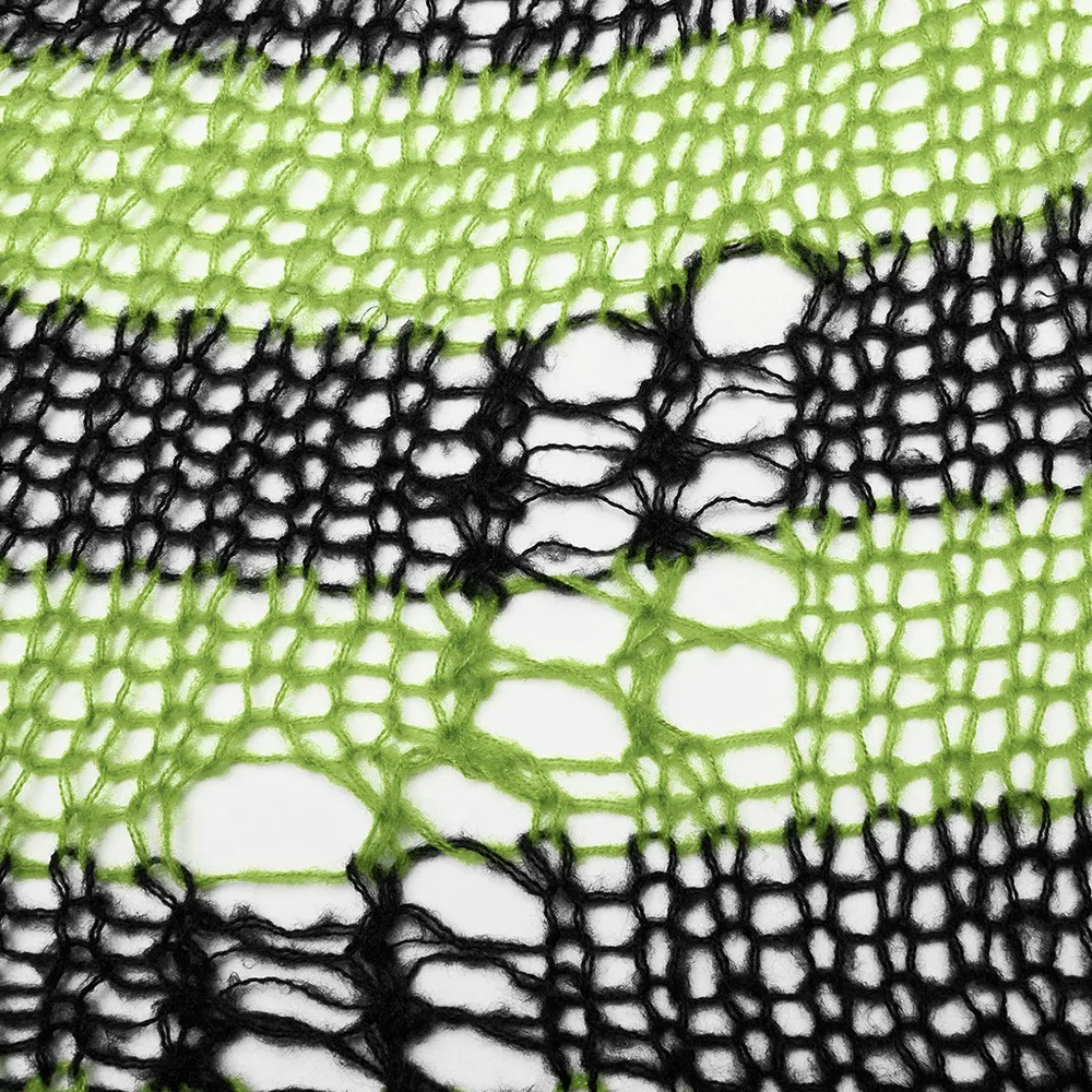 Punk Rave Shredded Green and Black Striped Cardigan