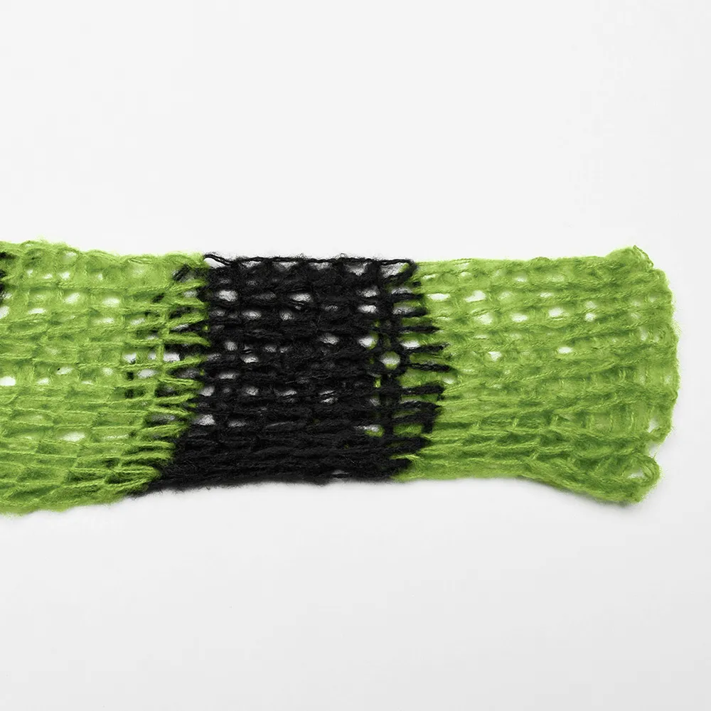 Punk Rave Shredded Green and Black Striped Cardigan