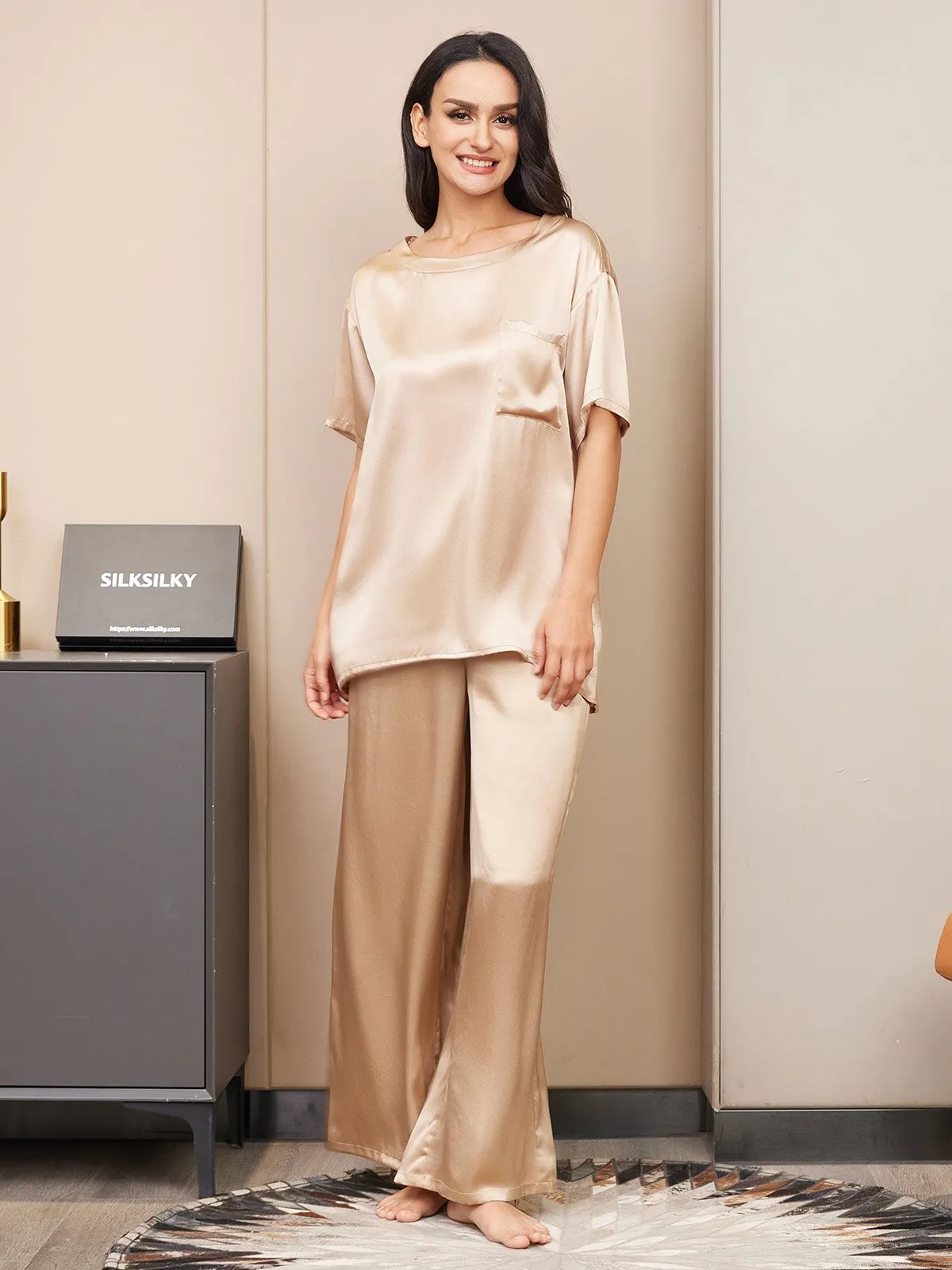 Pure Silk Solid Color Women's Pyjamas