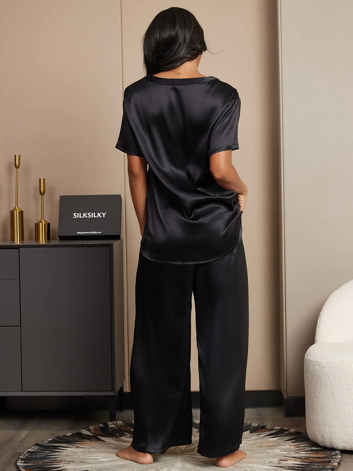 Pure Silk Solid Color Women's Pyjamas