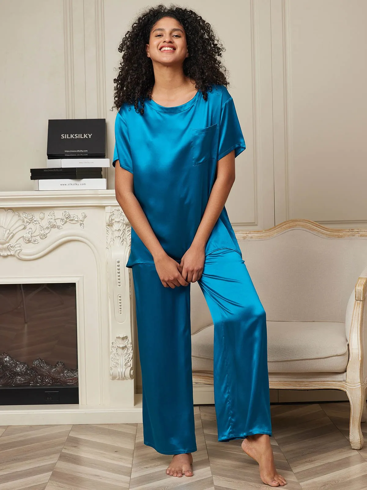 Pure Silk Solid Color Women's Pyjamas