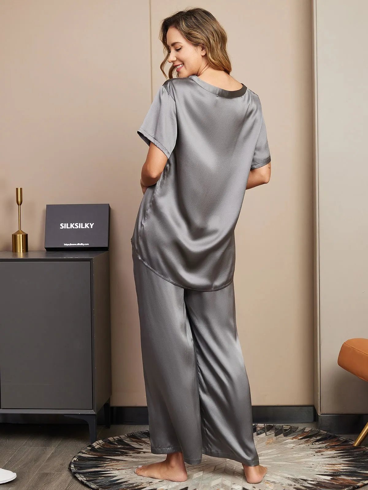 Pure Silk Solid Color Women's Pyjamas