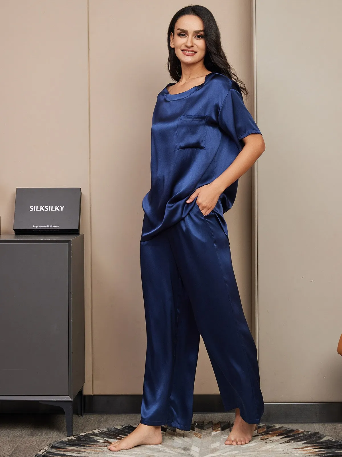 Pure Silk Solid Color Women's Pyjamas