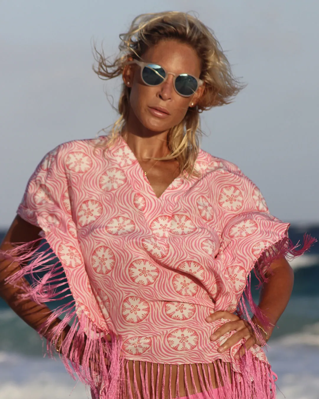 Silk Poncho SAND DOLLAR